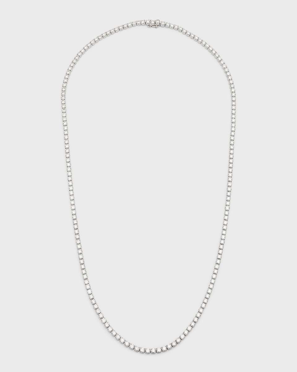 Lab Grown Diamond 18K White Gold Round Diamond Line Necklace. 30"L